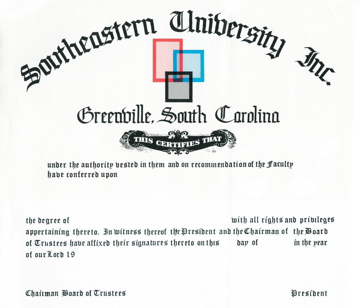 A fake diploma from Southeastern University INC.