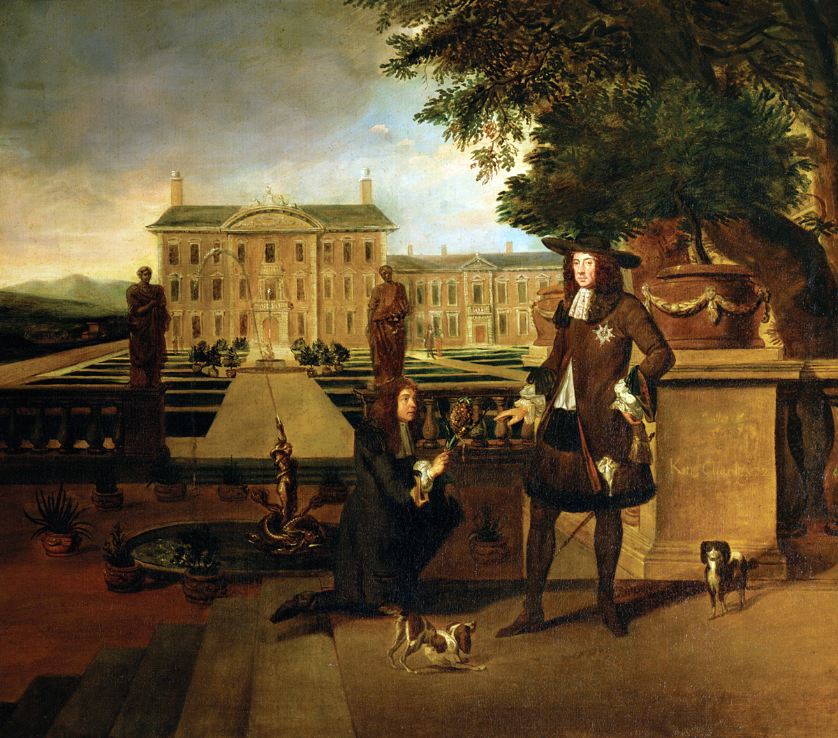 A painting attributed to Hendrick Danckerts titled 
