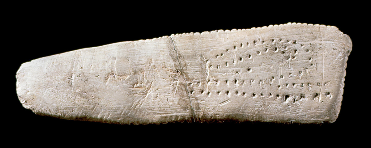 A photograph showing the engraved marks on the Blanchard bone. 