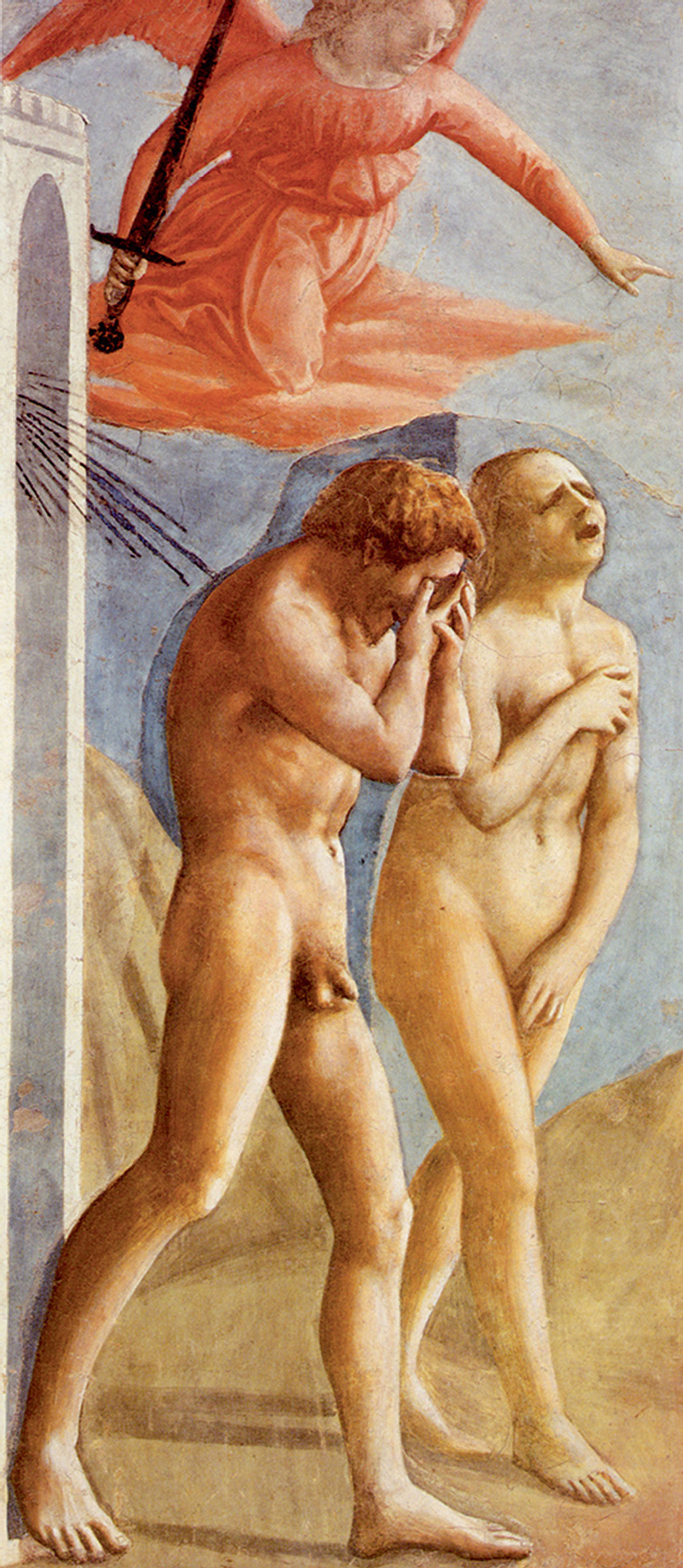 A circa 1426 fresco by Tommaso Masaccio titled “The Expulsion.” 