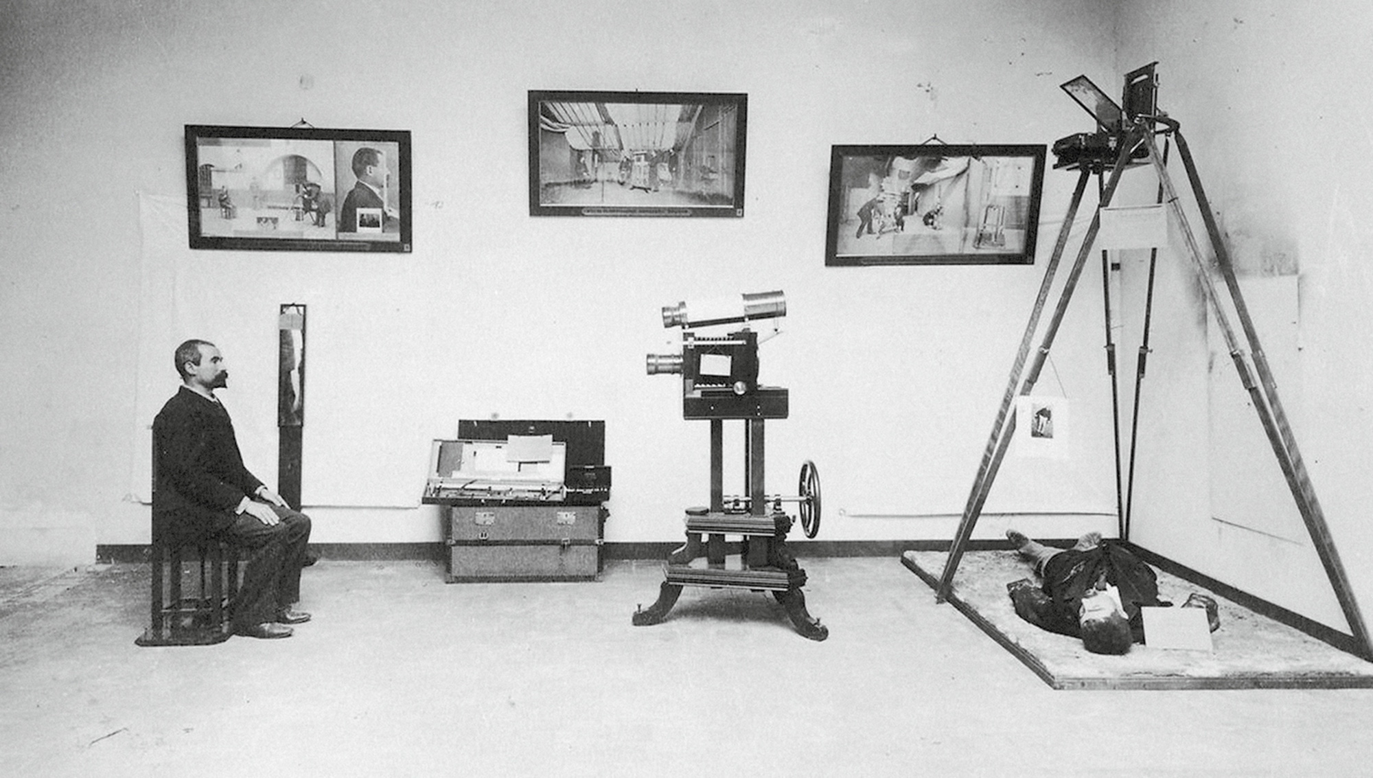 A video image from Alphonse Bertillon’s photographic album of his exhibition at the eighteen ninety-three World’s Columbian Exposition in Chicago.