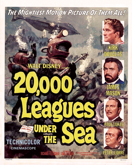 Promotional poster for Walt Disney’s technicolor film “20,000 Leagues Under the Sea.”