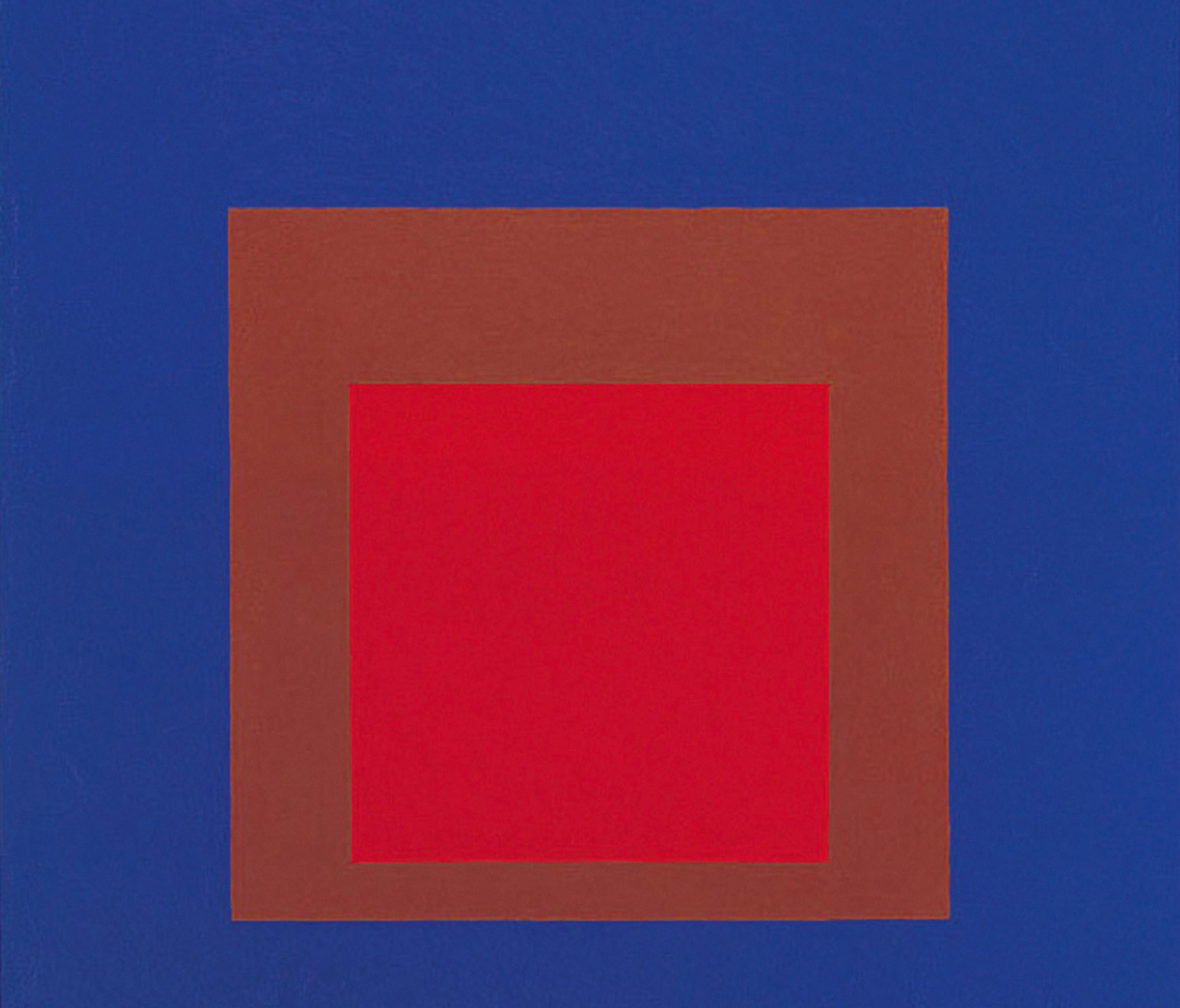 A detail of a red square from Josef Albers’s nineteen sixty-four painting titled “Homage to the Square: On an Early Sky.”