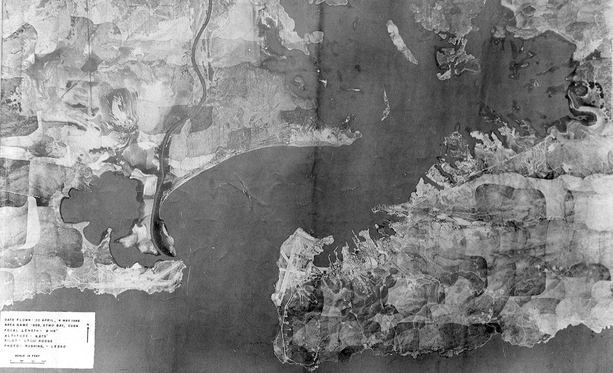 A nineteen forty–six aerial photograph of Guantánamo Bay.