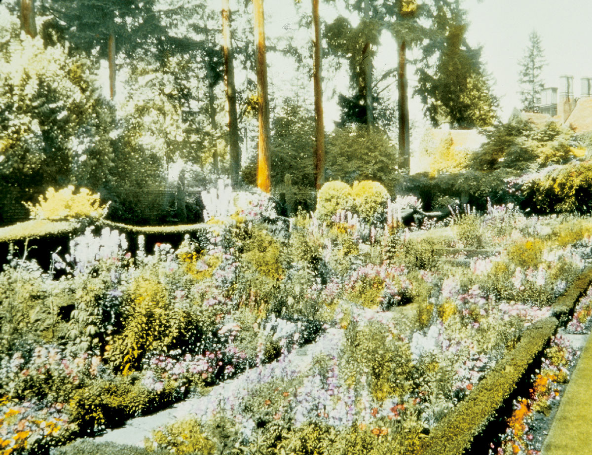 A hand-colored 1933 lantern slide of Thornewood by Asahel Curtis.
