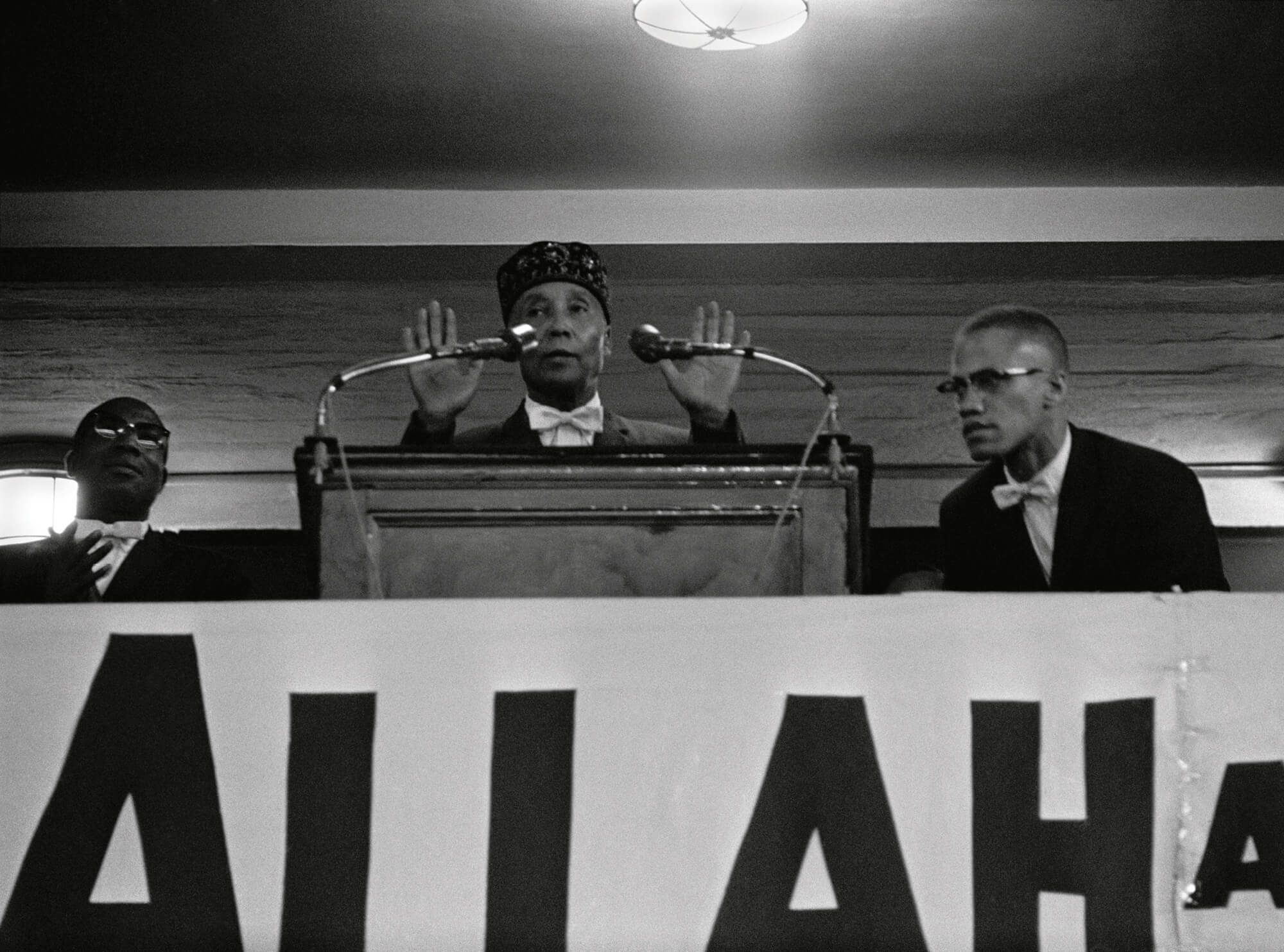 A nineteen sixty-one photograph of Elijah Muhammad and Malcolm X.