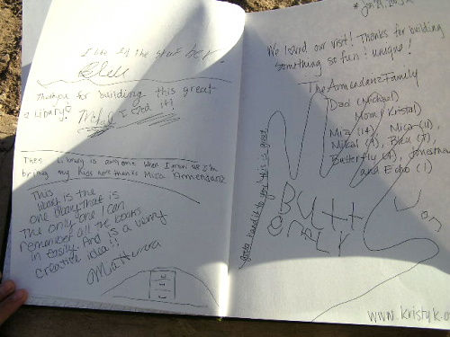 Page one of the Guestbook. Photo courtesy Kristal Armendariz