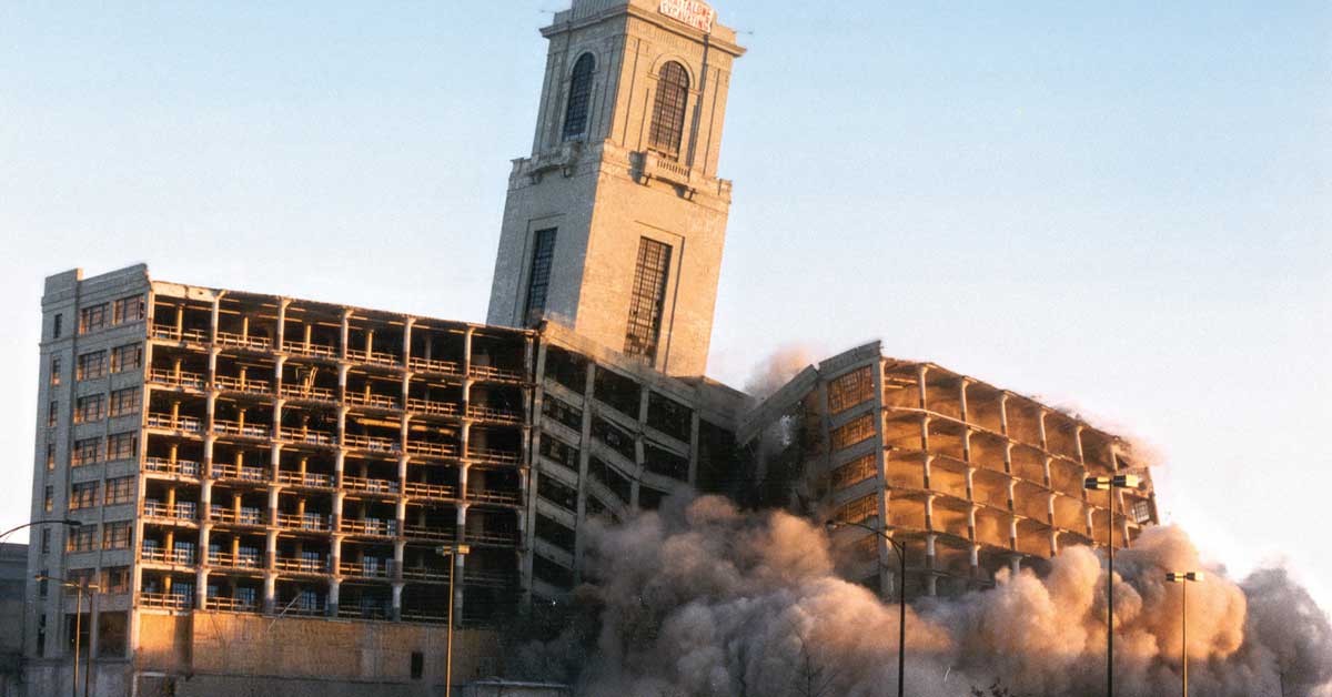 The Palace is reduced to rubble in controlled implosion