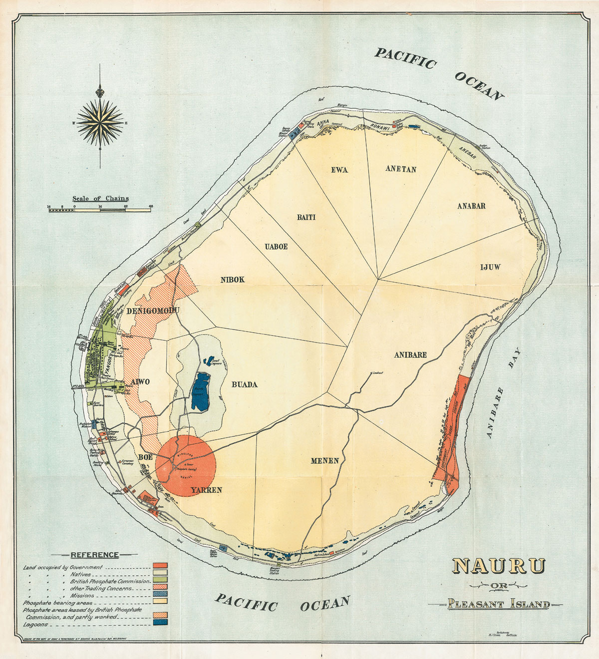 A map of Nauru from Australia’s 1924 report to the League of Nations
on the administration of the colony.