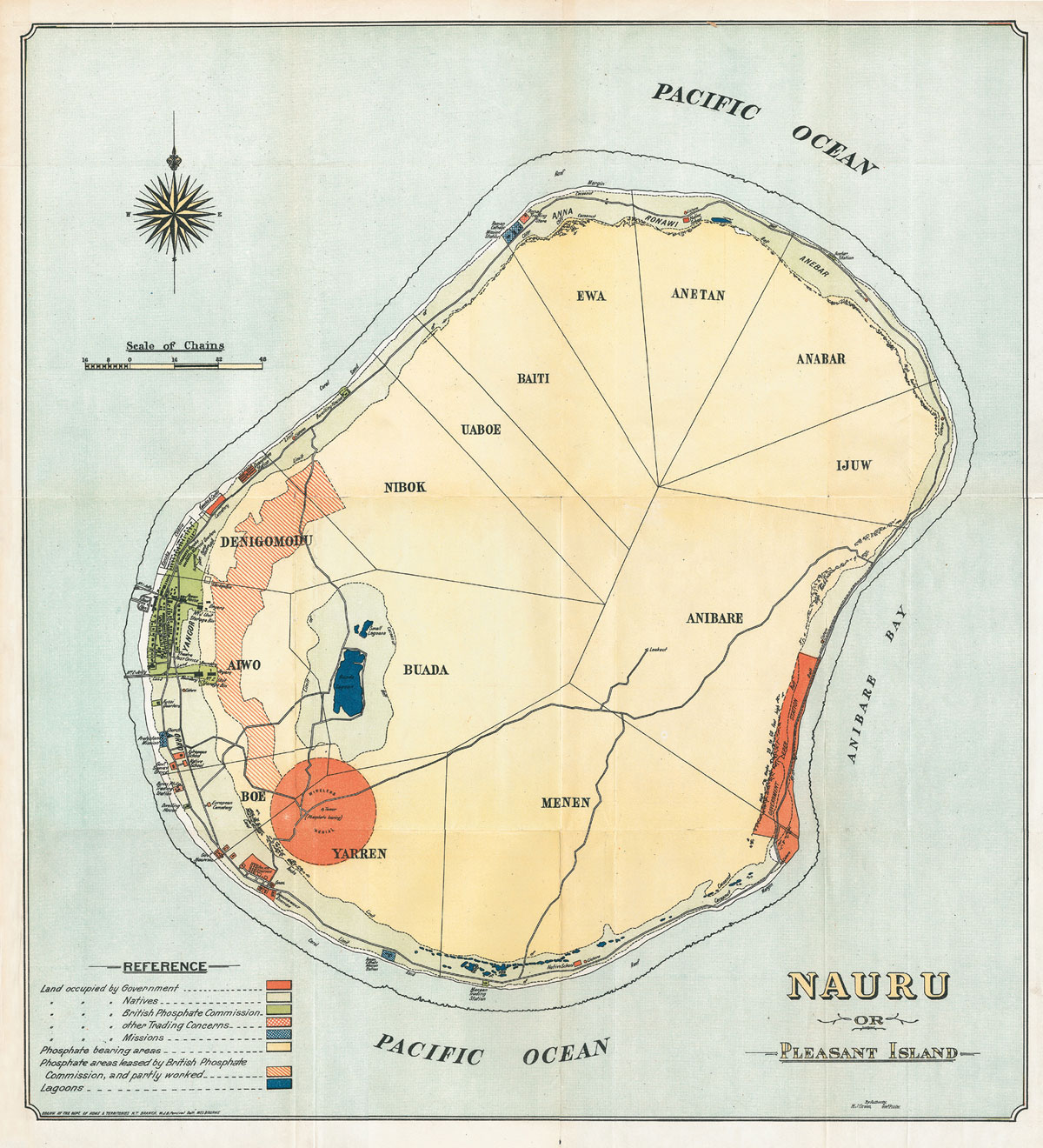 A map of Nauru from Australia’s 1924 report to the League of Nations on the administration of the colony.