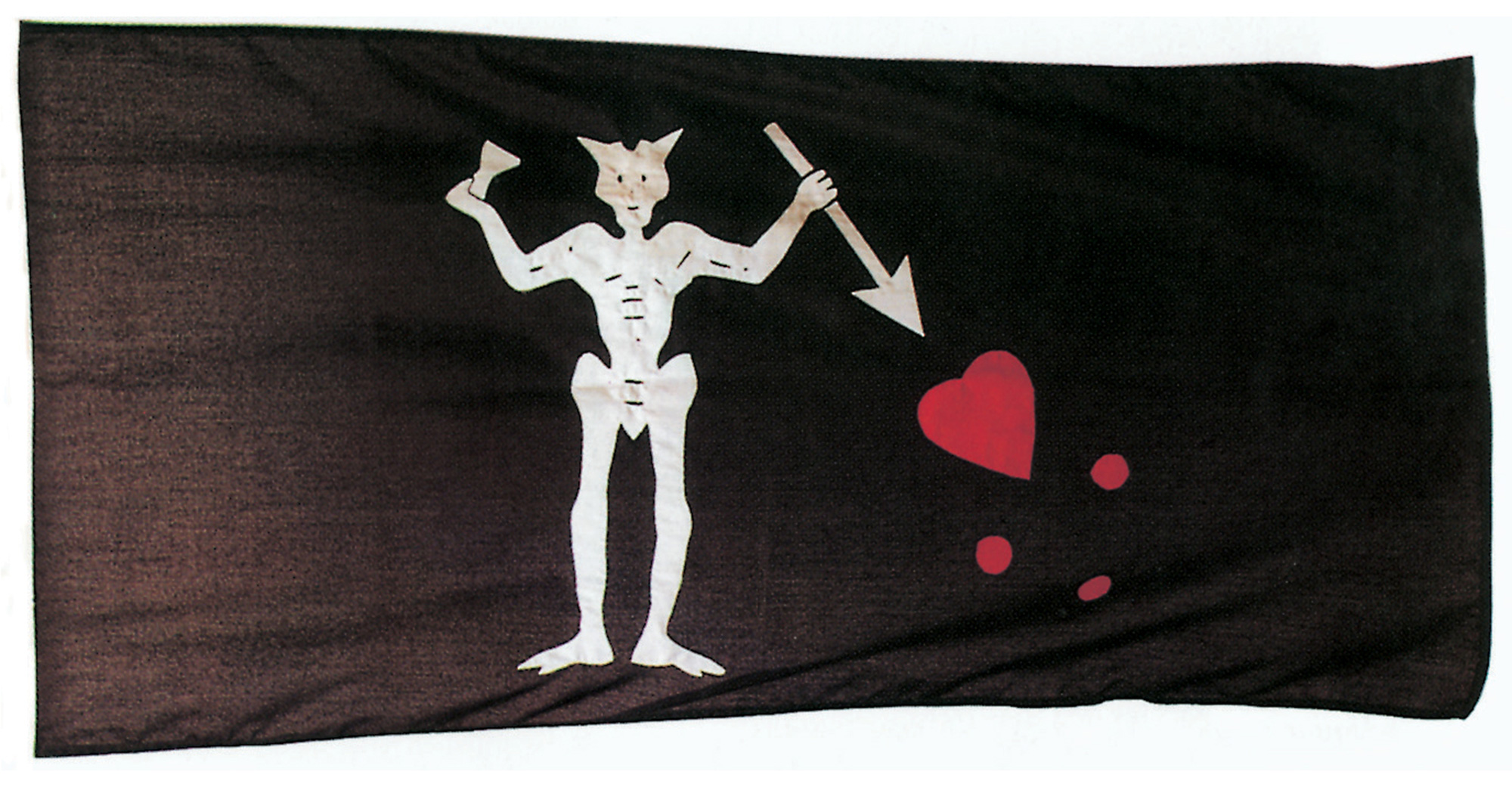 A photograph of a pirate flag bearing the motif of the 