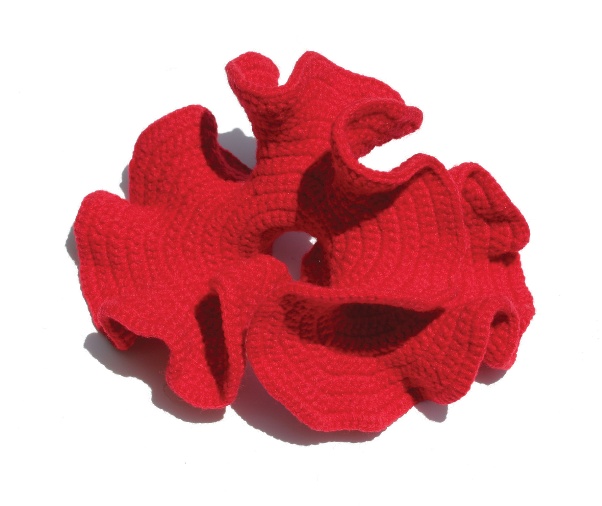 Crocheted model of pseudosphere (the hyperbolic equiabvalent of a cone) by Daina Taimina. Photo Steve Rowell. Courtesy The Institute for Figuring.