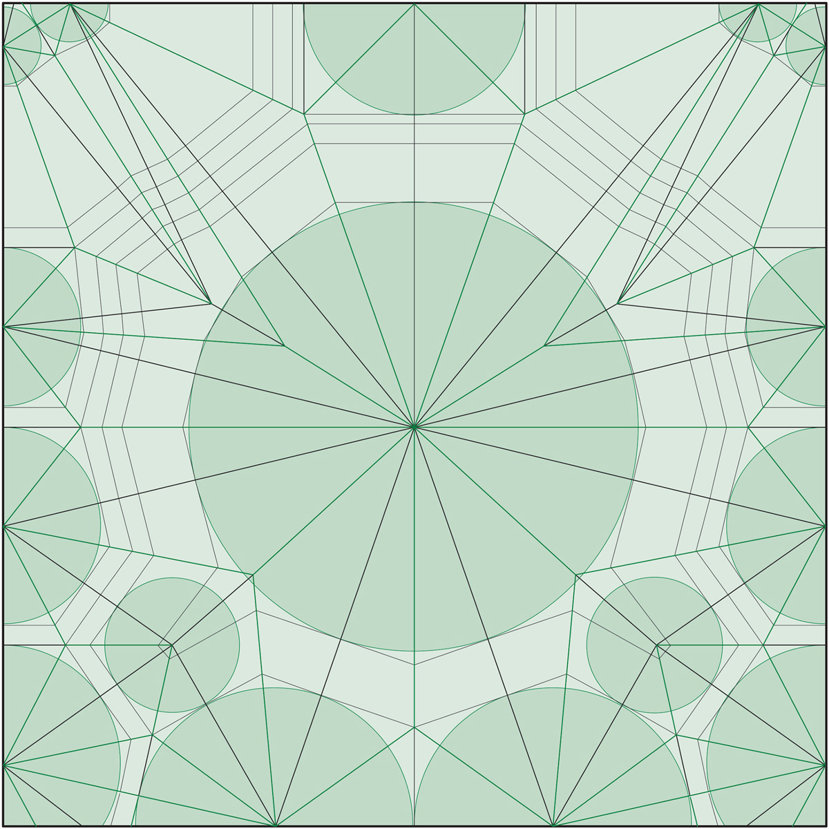 An image of Robert Lang’s crease pattern for creating an origami scorpion.