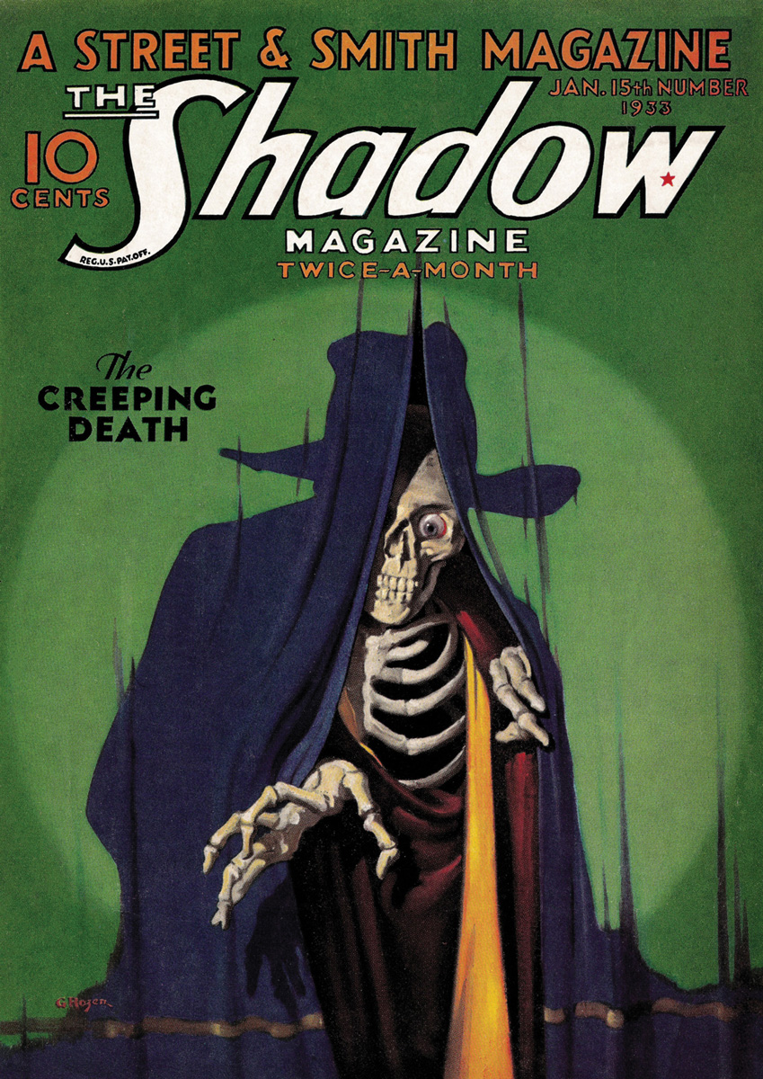 The cover of “The Shadow Magazine,” 15 January nineteen thirty three, with a story by Maxwell Grant (Walter B. Gibson).