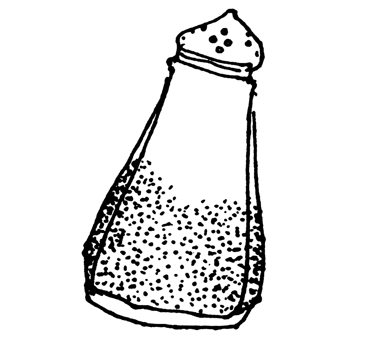 A drawing of a salt shaker.