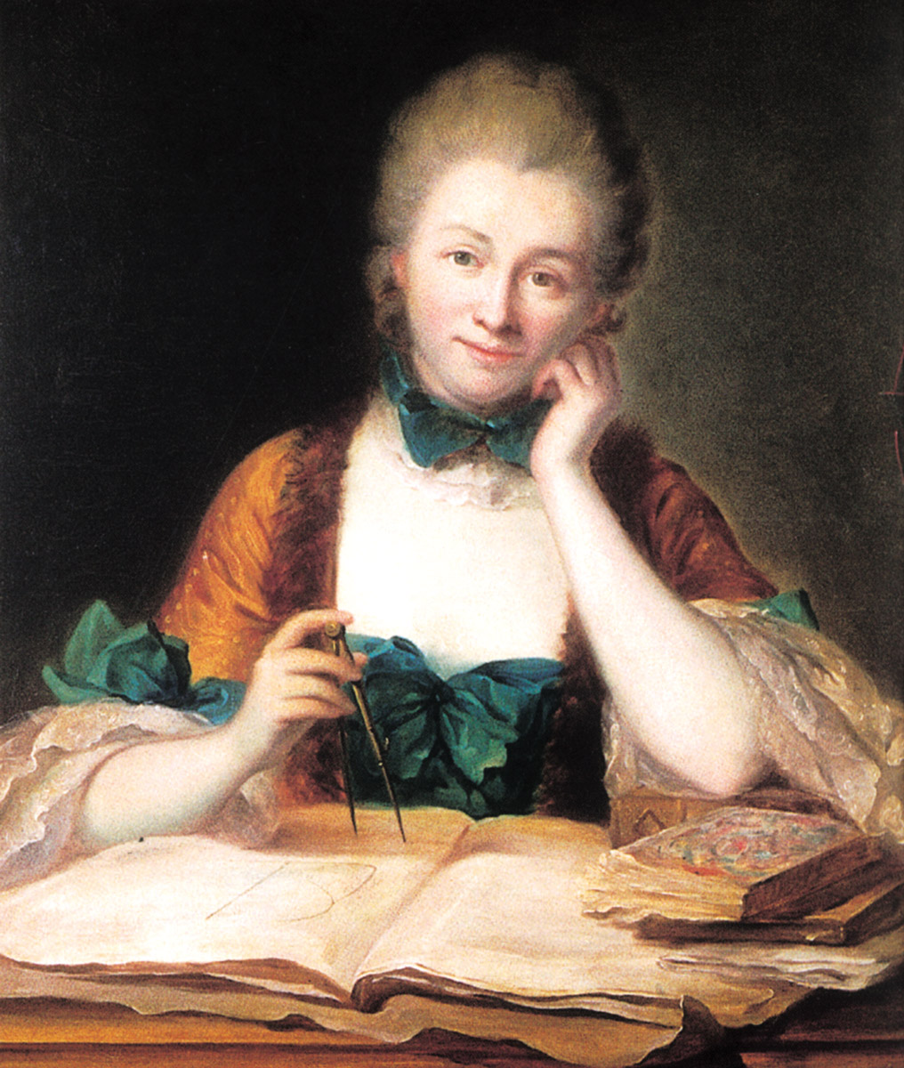 Madame Du Châtelet at her desk. 