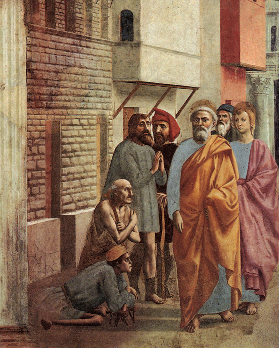 Masaccio, St Peter Healing the Sick with His Shadow, 1427–1428. Fresco at the Brancacci Chapel, Santa Maria del Carmine, Florence.