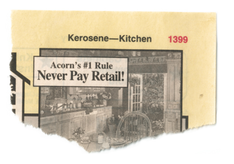 The torn corner of a Yellow Pages telephone directory: Kerosene to Kitchen