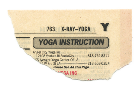 The torn corner of a Yellow Pages telephone directory: X-Ray to Yoga