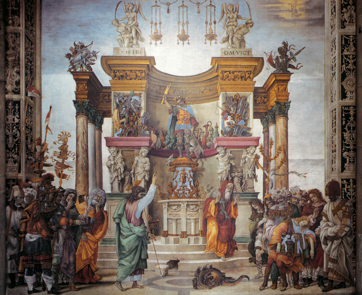 A painting by Filippino Lippi titled “The Miracle of St. Philip,” fourteen nineties, Santa Maria Novella, Florence.