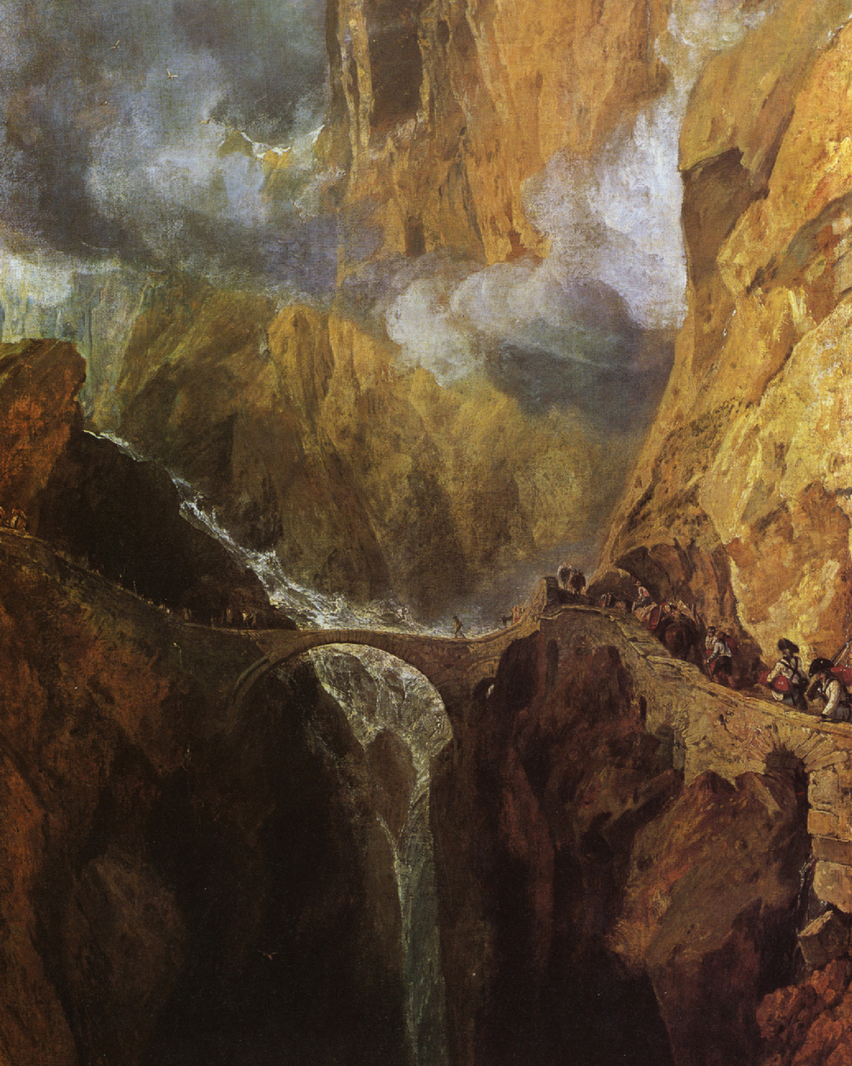 A painting by J. M. W. Turner titled “St. Gotthard Pass,” eighteen oh three to eighteen oh four.