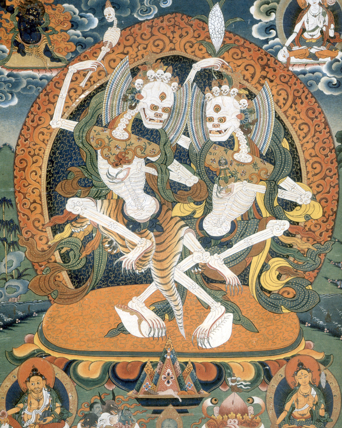 A nineteenth-century Tibetan painting of the Lords of the Charnel Ground.