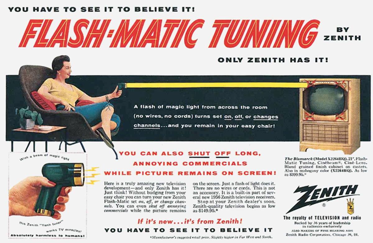 An advertisement for Zenith's 'Flashmatic.'