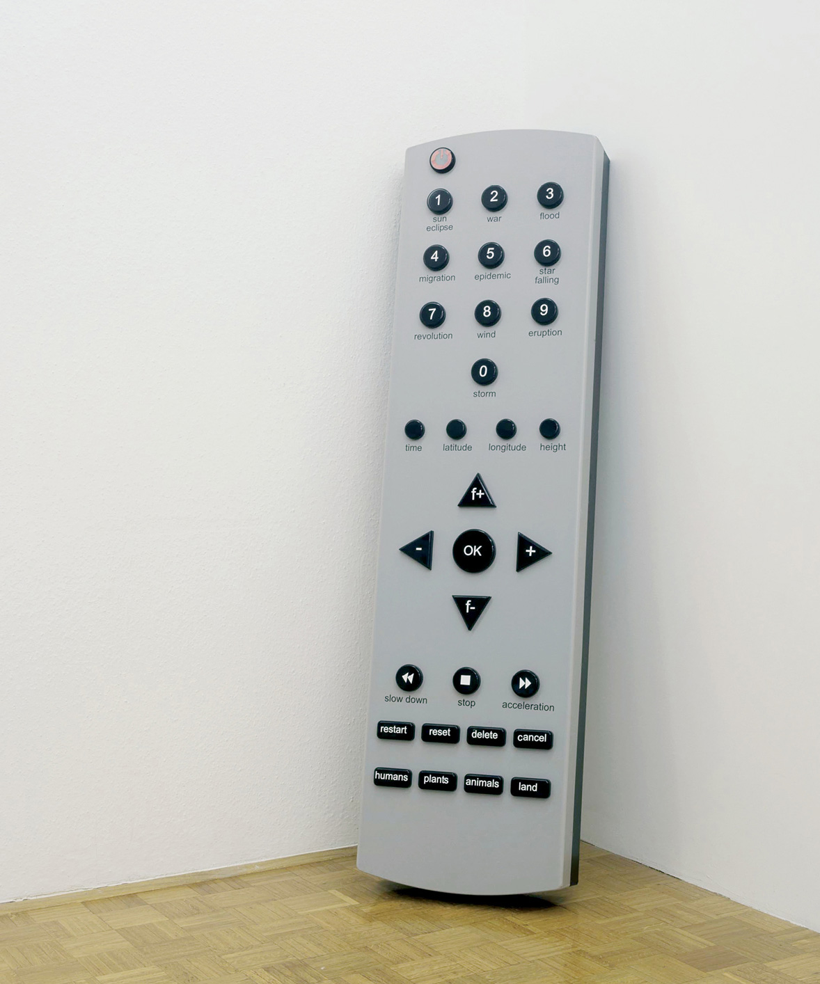 A two thousand and six sculpture by Vadim Fishkin of a oversized television remote control entitled 