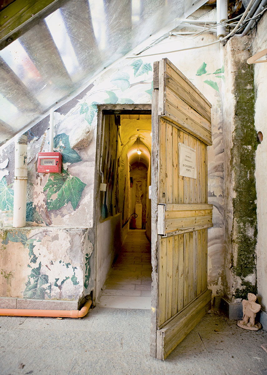 A photograph of the secret entrance to the Temple of Humanity at Damanhur. These photographs of the Damanhur temple are part of artist Love Enqvist’s “Diggers and Dreamers” series, which examines “intentional communities”: places where people have created physical manifestations of their shared utopian vision, particularly through architecture.