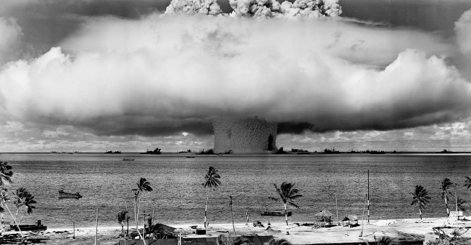 A July 1946 photo of the mushroom cloud created by the American military’s Baker shot at Bikini Atoll.