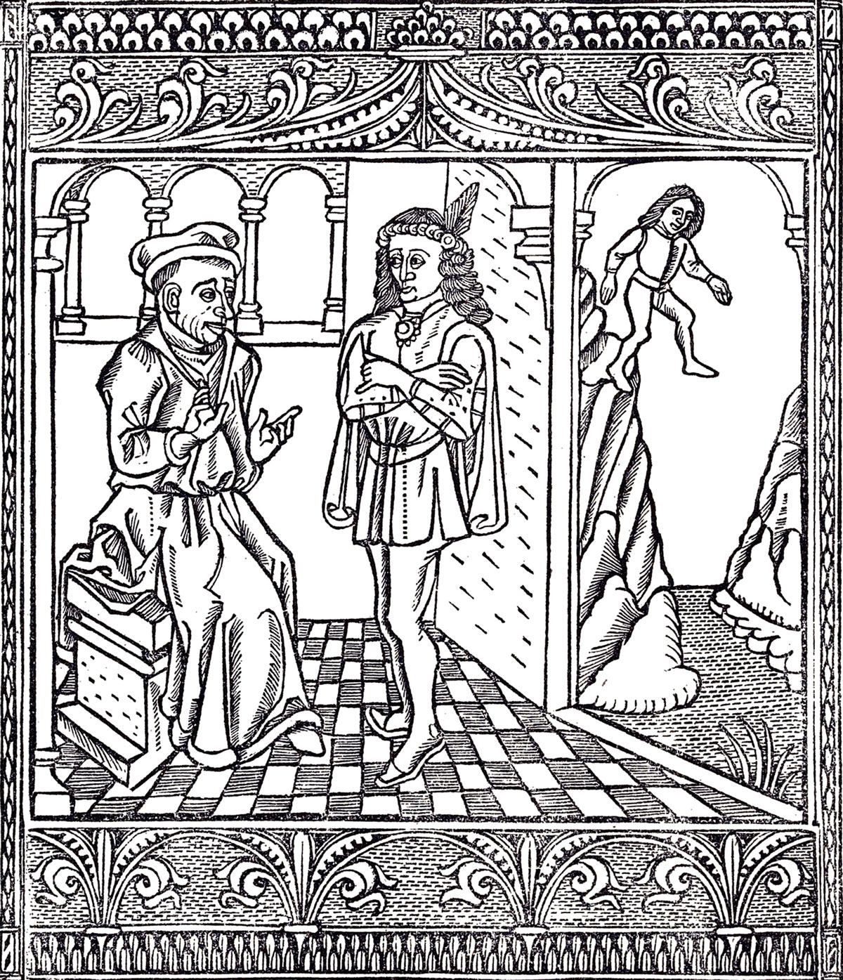 A woodcut illustration from the 1485 edition of “Aesopus Moralitus: Vita, Fabulae.”