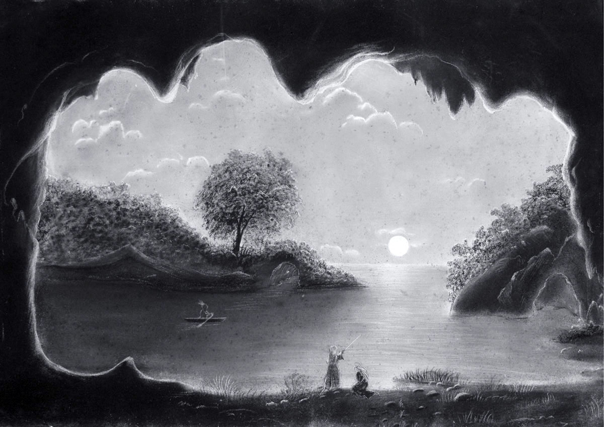 An undated drawing of the Magic Lake by an anonymous artist. 