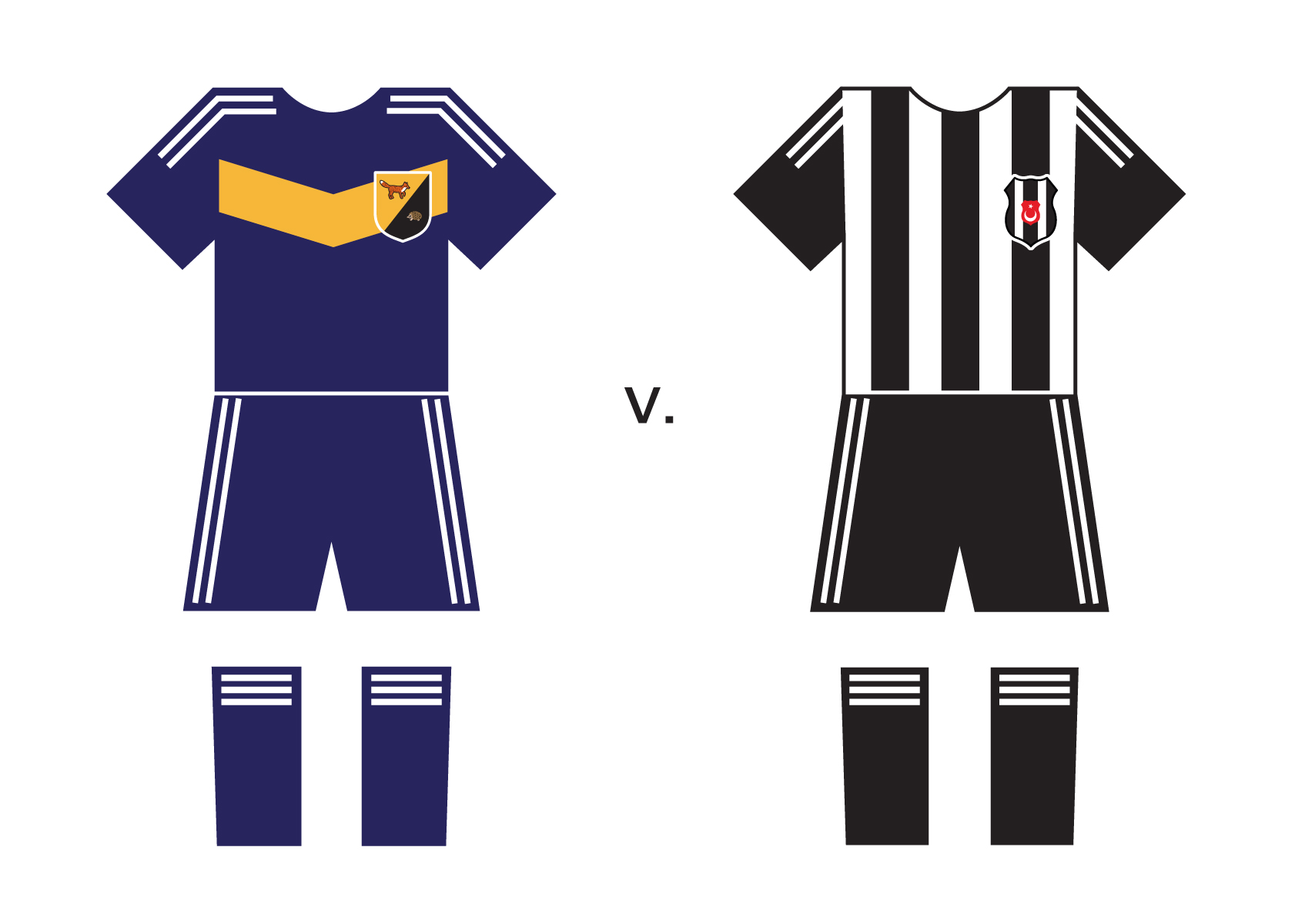 The front of a postcard which shows the the Cabinet Soccer Club’s uniforms versus those of the Beşiktaş Football Club. 