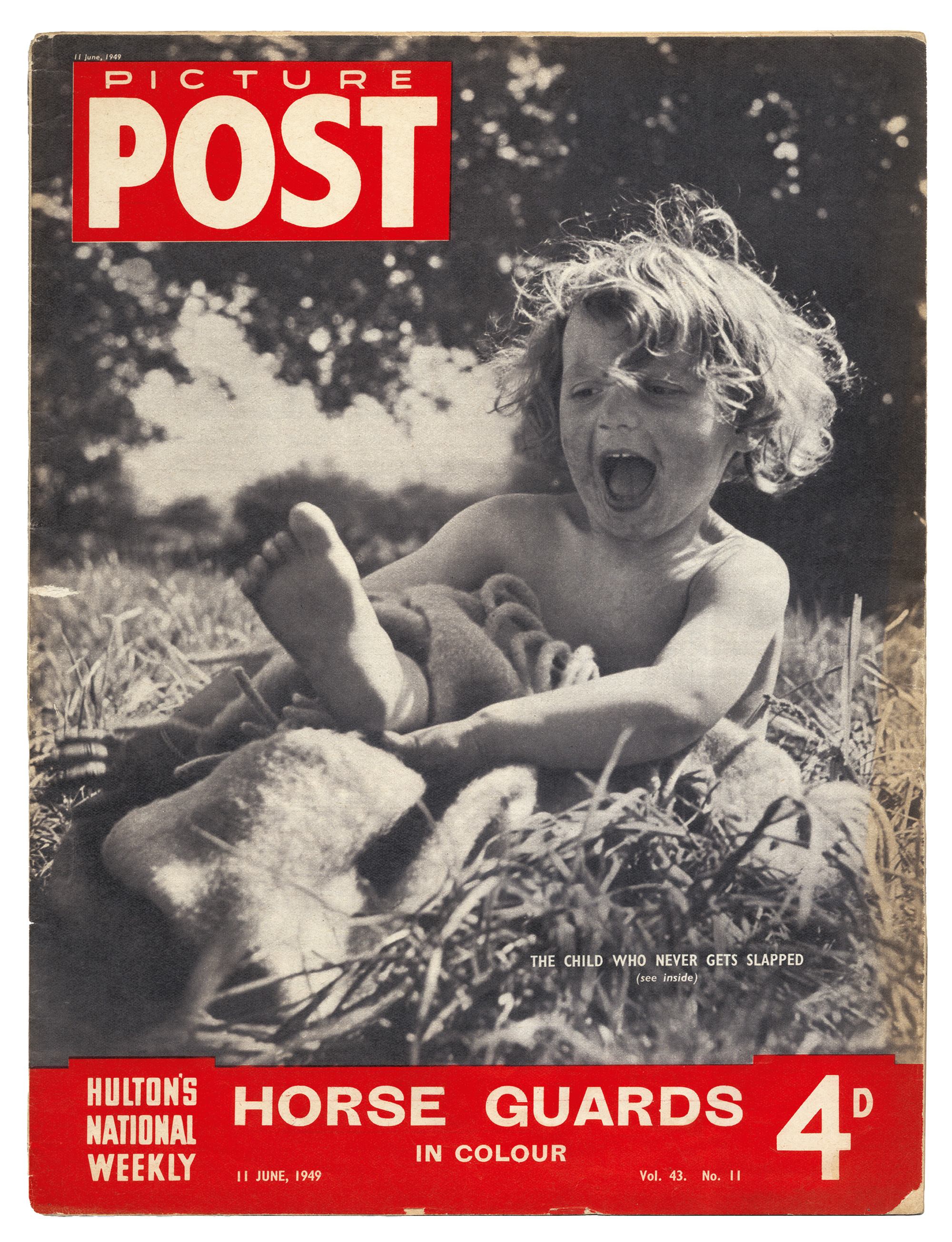 A nineteen forty-nine cover for the June issue of “Picture Post,” which carried an article titled “Zoe Neill: The Child Who Never Gets Slapped,” by Susan Hicklin. Zoë Neill, now Zoë Readhead, is the daughter of the founder of Summerhill and is currently its headmistress.