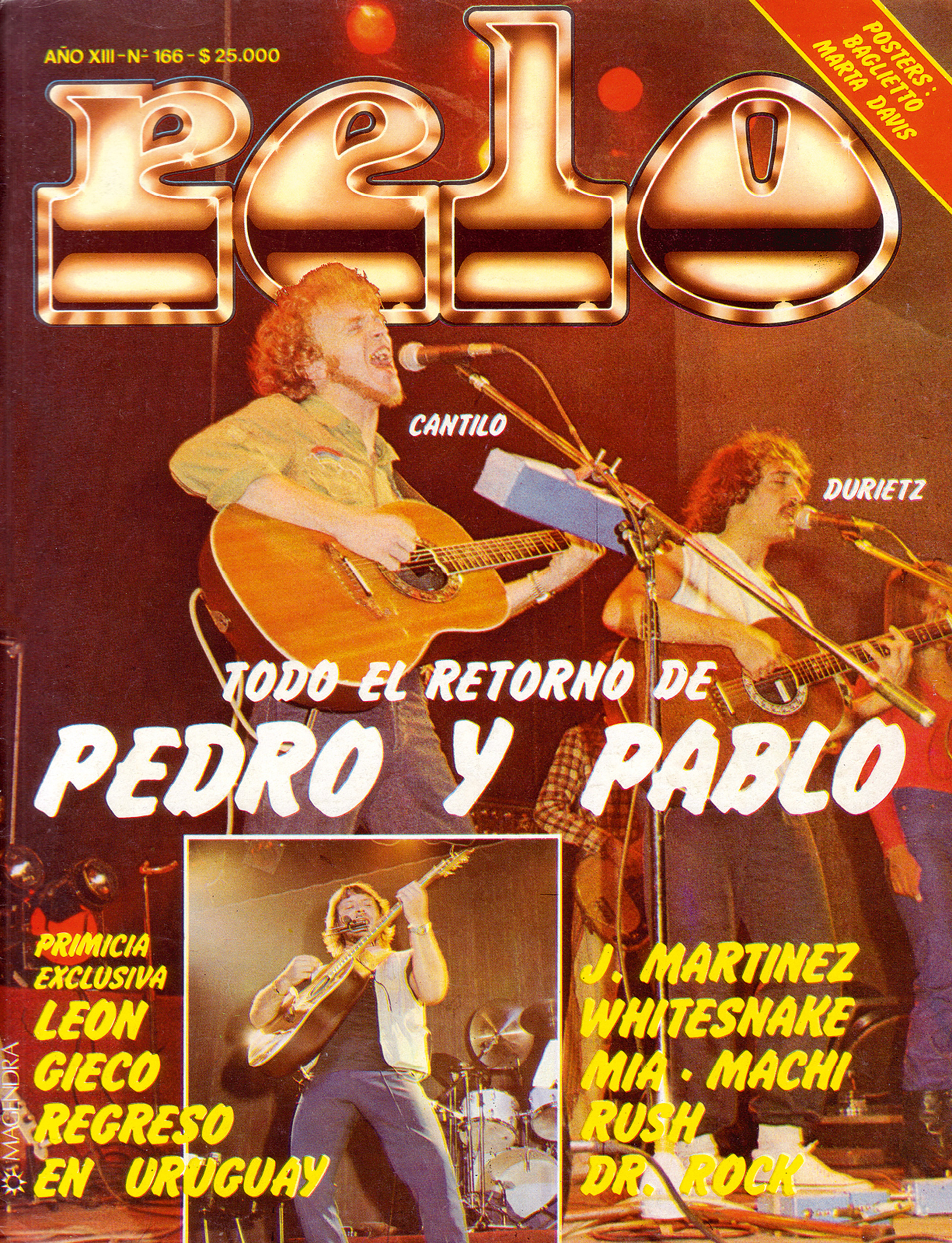 Cover of the influential music magazine Pelo (Hair), featuring the return of Pedro y Pablo, 1982.