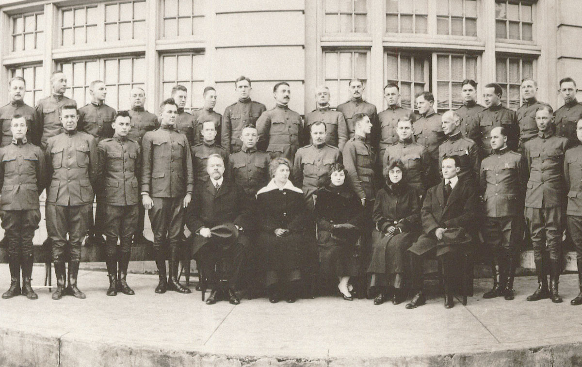 Detail from a nineteen eighteen photograph of World War One cryptographers trained by William and Elizebeth Friedman in Aurora, Illinois.