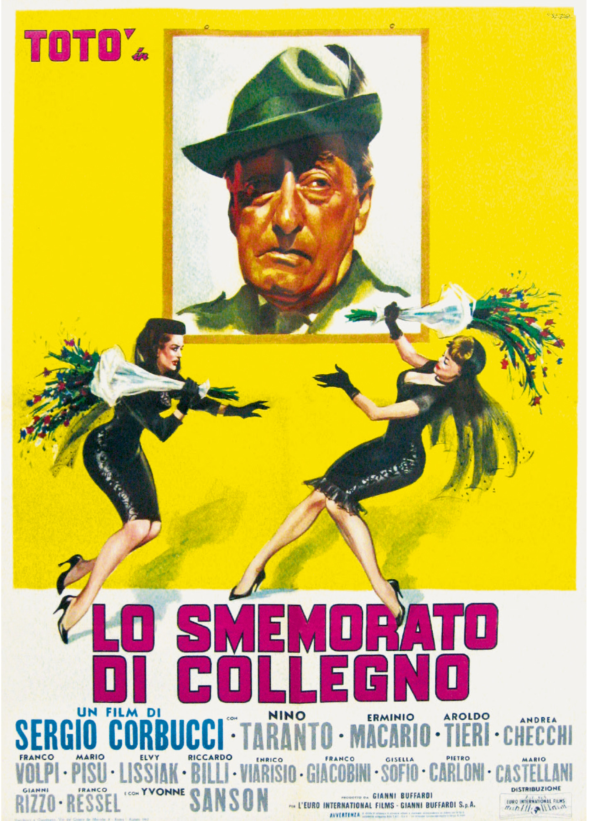 A promotional poster for the nineteen sixty-two film, “Lo Smemorato di Collegno.”