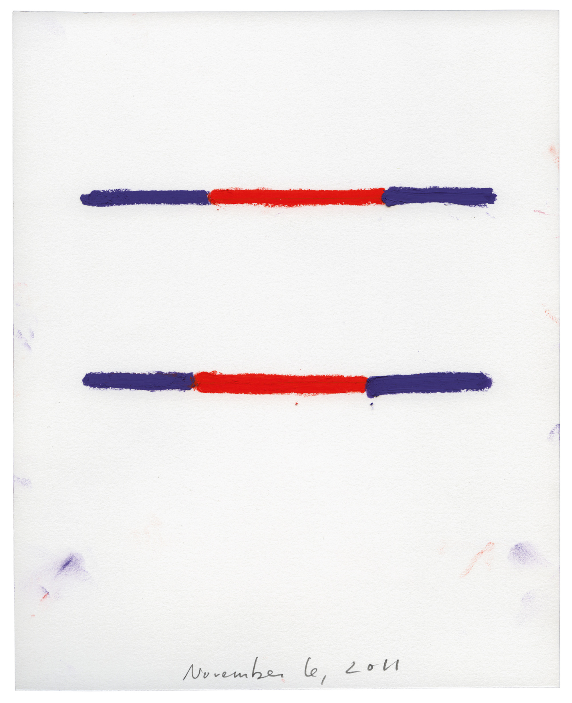 Spencer Finch’s twenty eleven artwork showing two multicolor lines. 