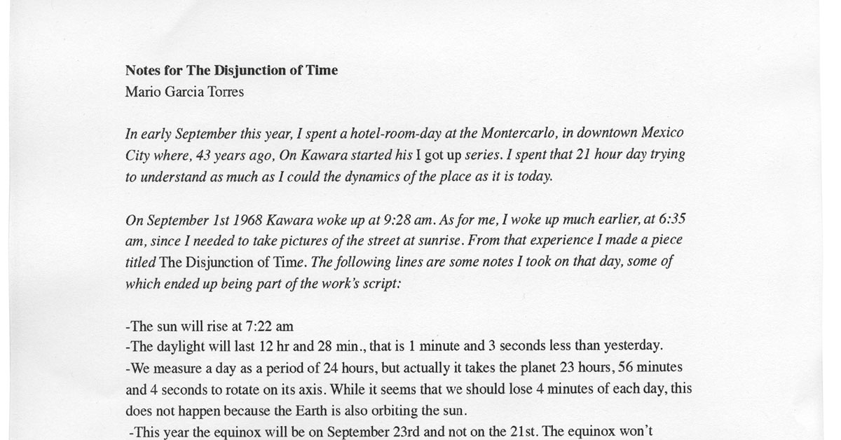 / Notes for the Disjunction of Time