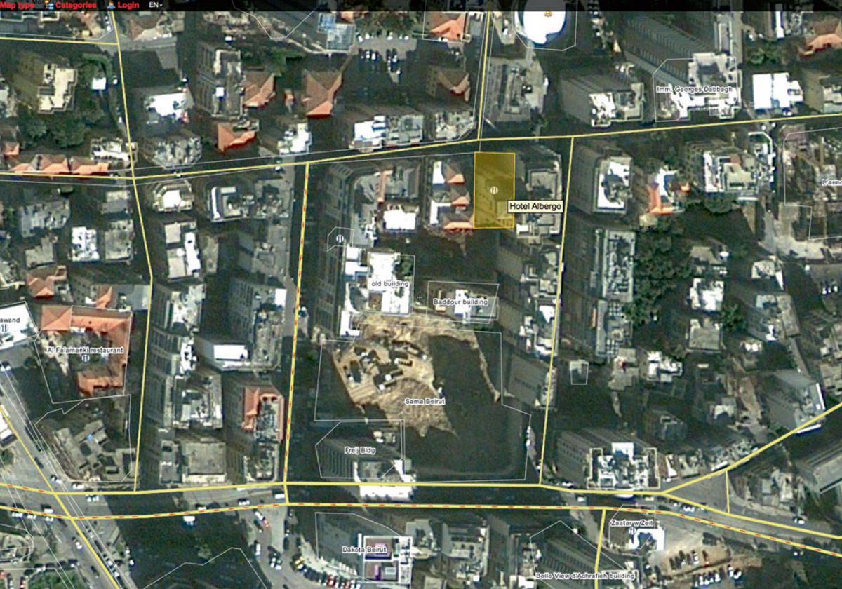 A screenshot of Google Earth over Beirut. 