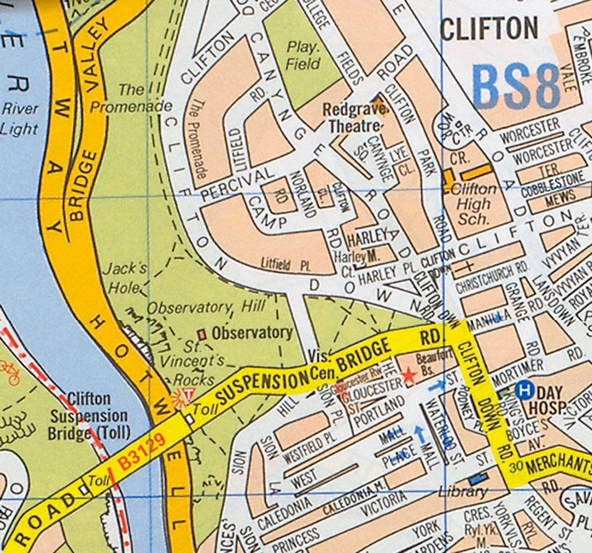 A photograph of a map of Bristol featuring the fictitious Lye Close.