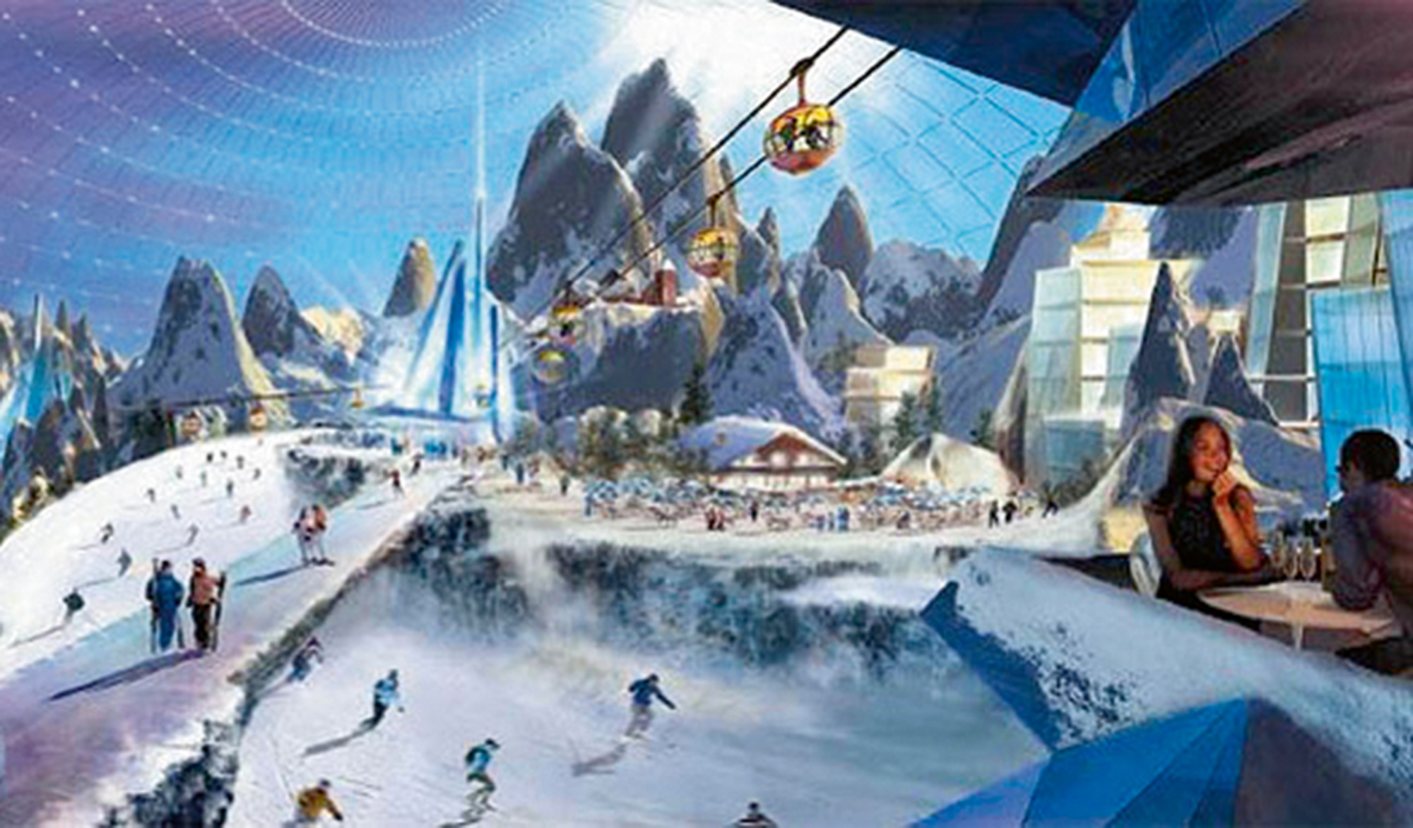 A promotional image from Dubai’s indefinitely postponed Sunny Mountain Ski Dome project.