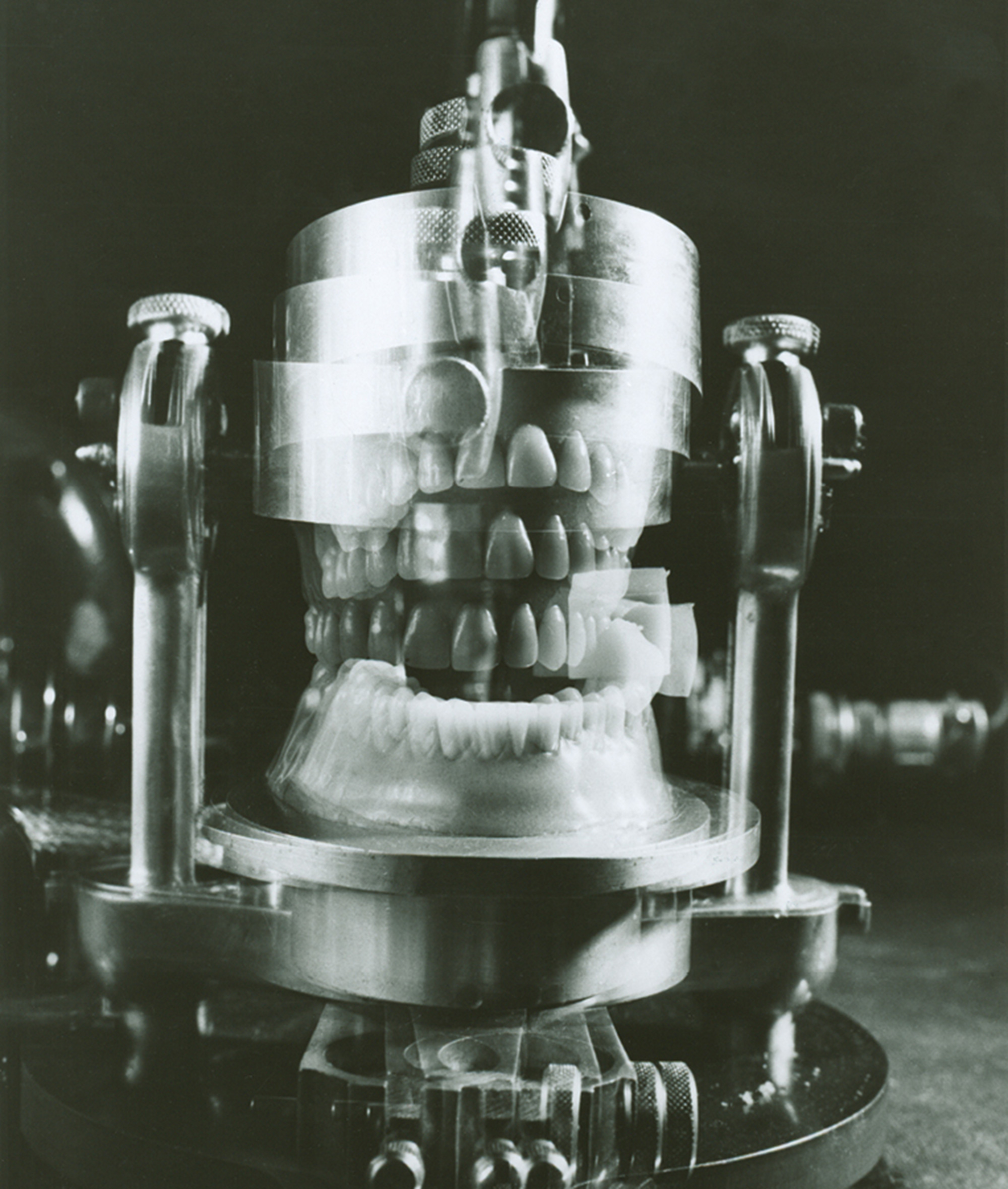Strain Gage Denture Tenderometer munching away on a cube of mozzarella. From Life, 29 October 1956. Courtesy MIT Museum.
