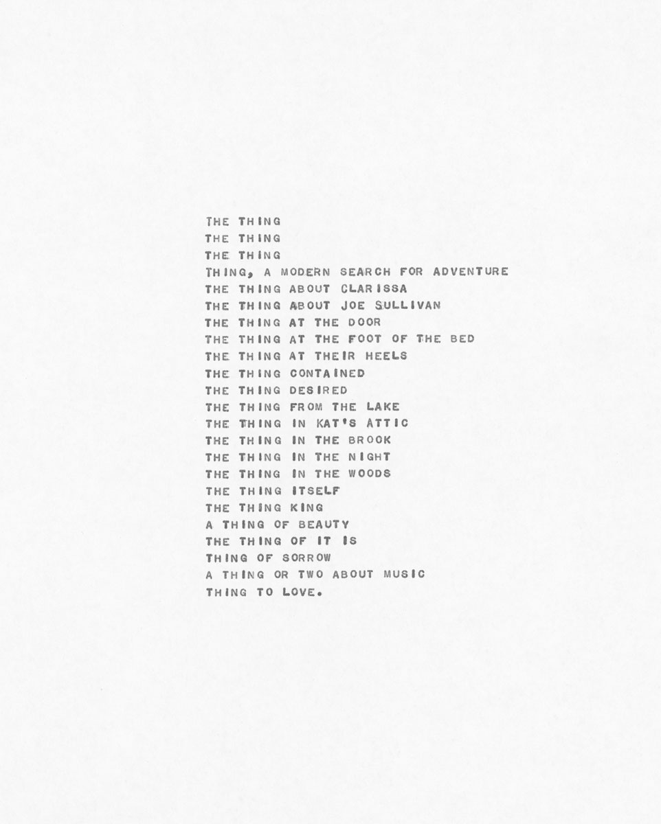 A 2001 typewritten work by artist David Bunn entitled “The Thing.”
