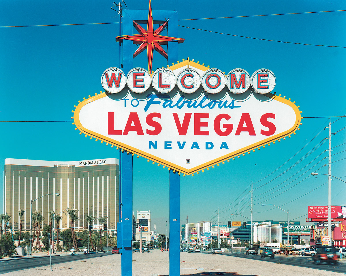 A photograph of Las Vegas’s welcome sign, designed in the late 1950s.