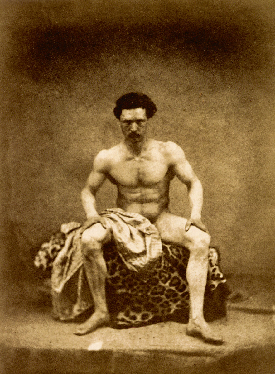An eighteen fifty-three photograph of a naked man taken for Eugène Delacroix by Eugène Durieu.