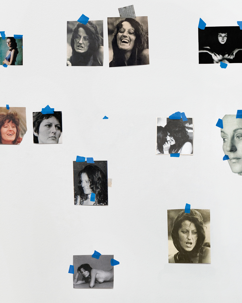 Carmen Winant’s two thousand and fifteen studio collages of photographs of Germaine Greer.