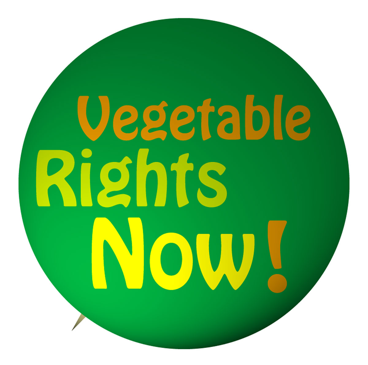 A design for a button by David Reinfurt bearing the legend “Vegetable Rights Now!”