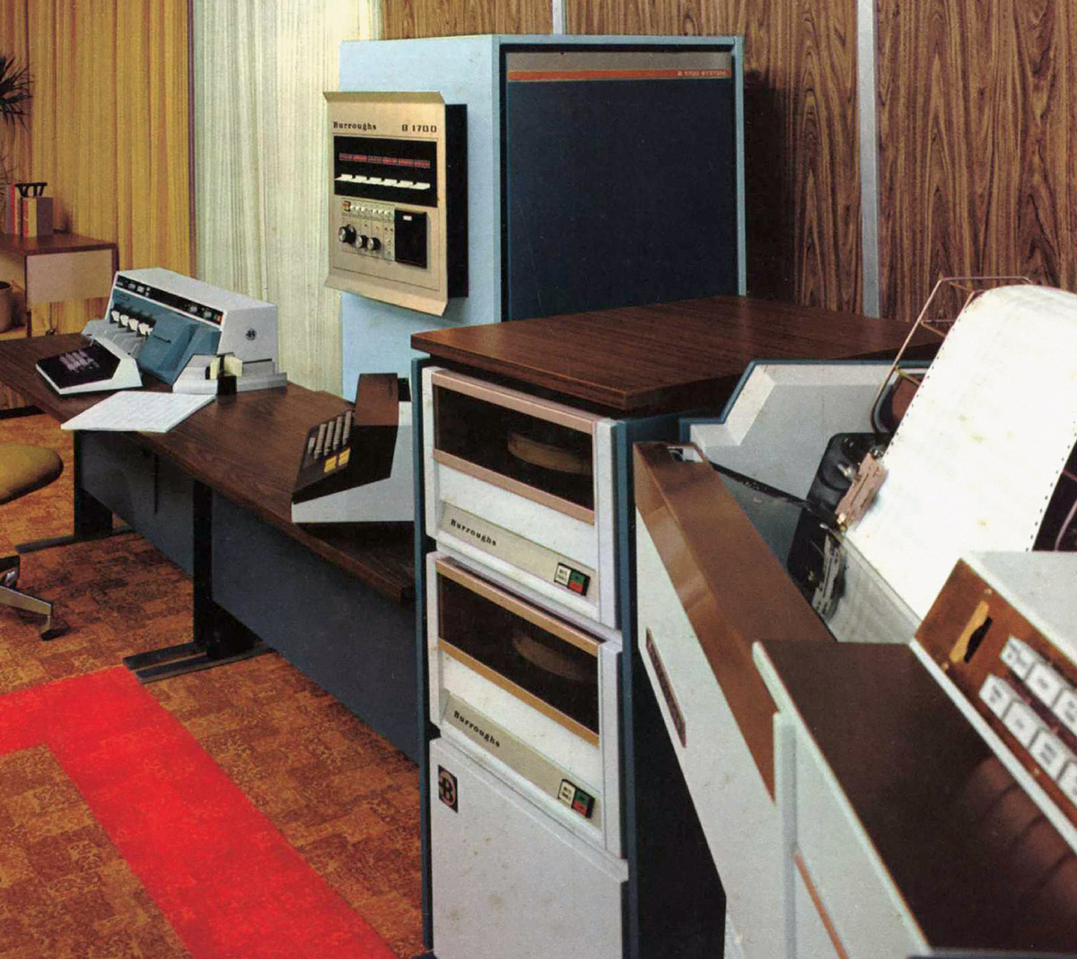 A photograph of the Burroughs B Seventeen Hundred computer at the State University of New York at Buffalo in the early nineteen seventies. The computer was used to emulate a ternary computing system.
