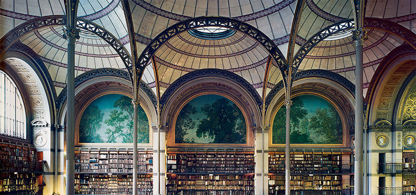 The Reading Room of the Bibliothèque Nationale de France in the Rue de Richelieu in Paris, designed by Henri Labrouste, and built between 1862 and 1868.